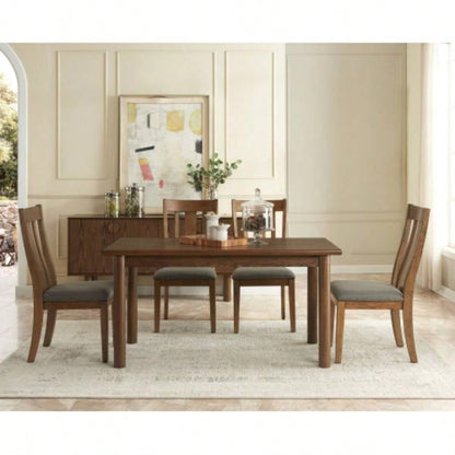 60 Rectangular Dining Table 6 Person, Retro Kitchen Table, Wooden Dinner Room Table with Solid Wood Home Kitchen Restaurant Living Room, Ultra Easy to Assemble