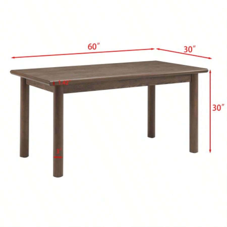 60 Rectangular Dining Table 6 Person, Retro Kitchen Table, Wooden Dinner Room Table with Solid Wood Home Kitchen Restaurant Living Room, Ultra Easy to Assemble