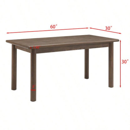 60 Rectangular Dining Table 6 Person, Retro Kitchen Table, Wooden Dinner Room Table with Solid Wood Home Kitchen Restaurant Living Room, Ultra Easy to Assemble