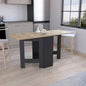 Folding Table with Expandable Design in 3 Forms, Black/ Macadamia