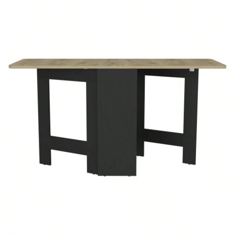 Folding Table with Expandable Design in 3 Forms, Black/ Macadamia