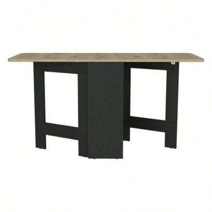 Folding Table with Expandable Design in 3 Forms, Black/ Macadamia