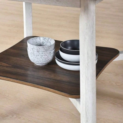 45.7inch Round Dining Table With Shelf Height 30 inch Modern Farmhouse Retro Design