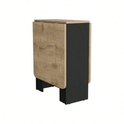 Folding Table with Expandable Design in 3 Forms, Black/ Macadamia