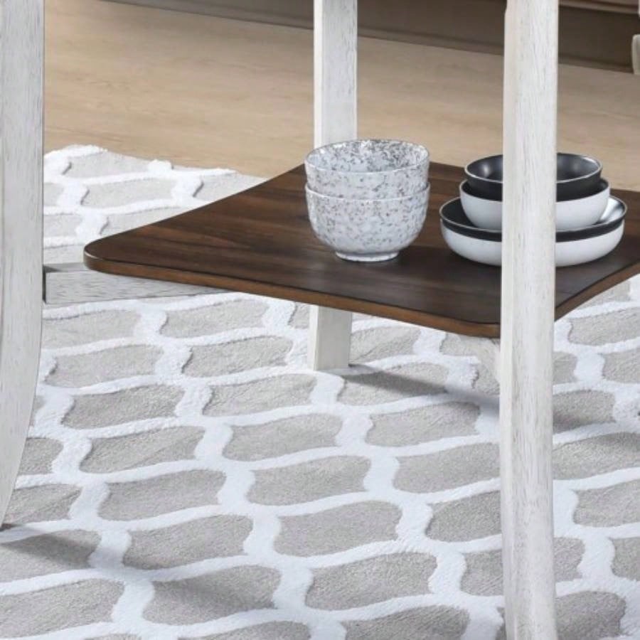 45.7inch Round Dining Table With Shelf Height 30 inch Modern Farmhouse Retro Design