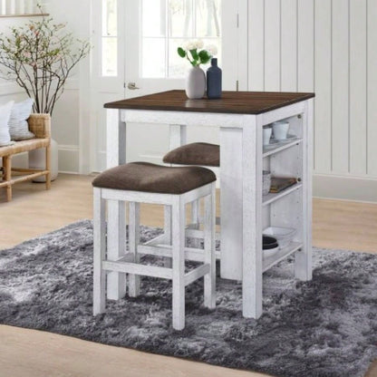 45.7inch Round Dining Table With Shelf Height 30 inch Modern Farmhouse Retro Design