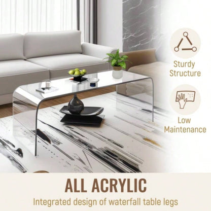 HOMCOM 39.25 Long Rectangle All Acrylic 15mm Thick Waterfall Coffee Table,