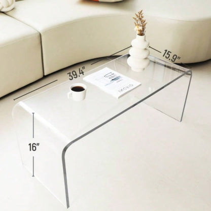 HOMCOM 39.25 Long Rectangle All Acrylic 15mm Thick Waterfall Coffee Table,