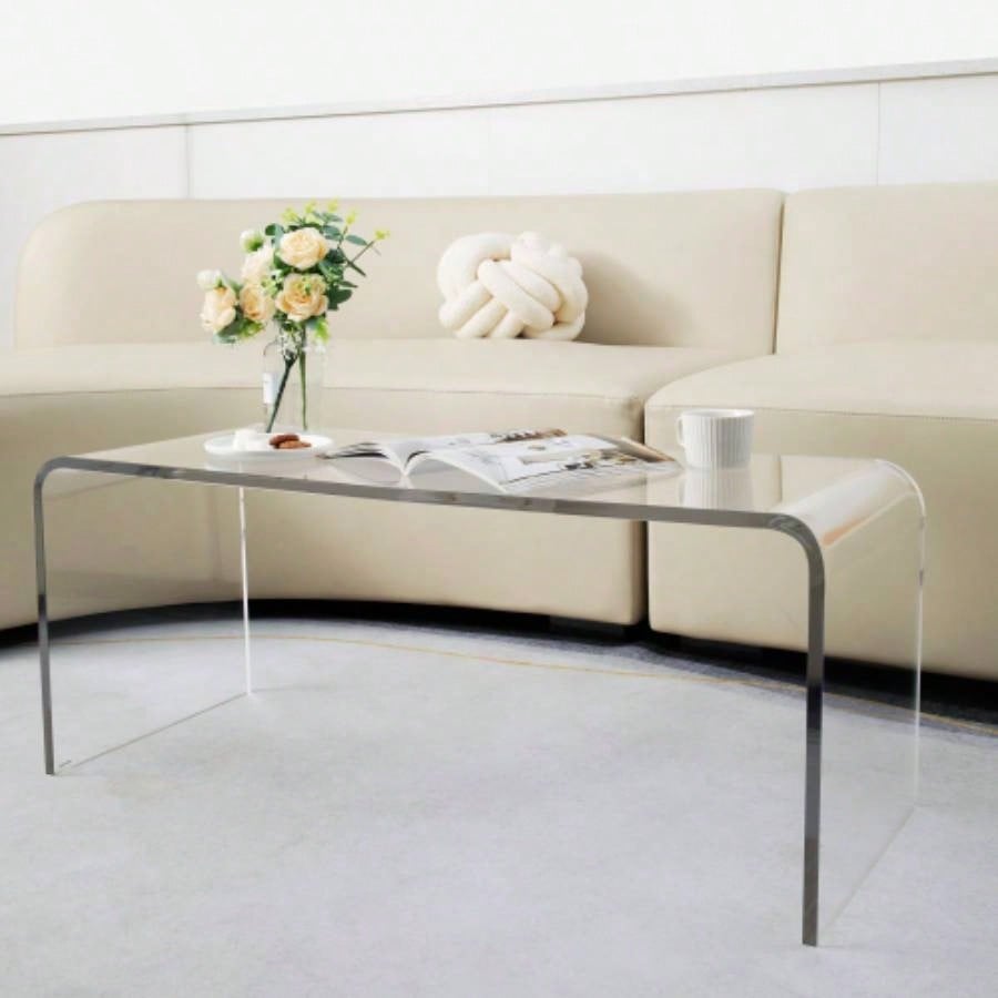 HOMCOM 39.25 Long Rectangle All Acrylic 15mm Thick Waterfall Coffee Table,