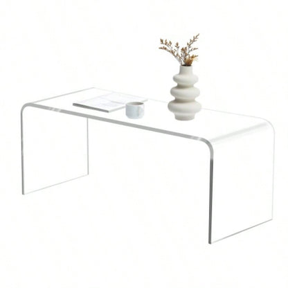 HOMCOM 39.25 Long Rectangle All Acrylic 15mm Thick Waterfall Coffee Table,