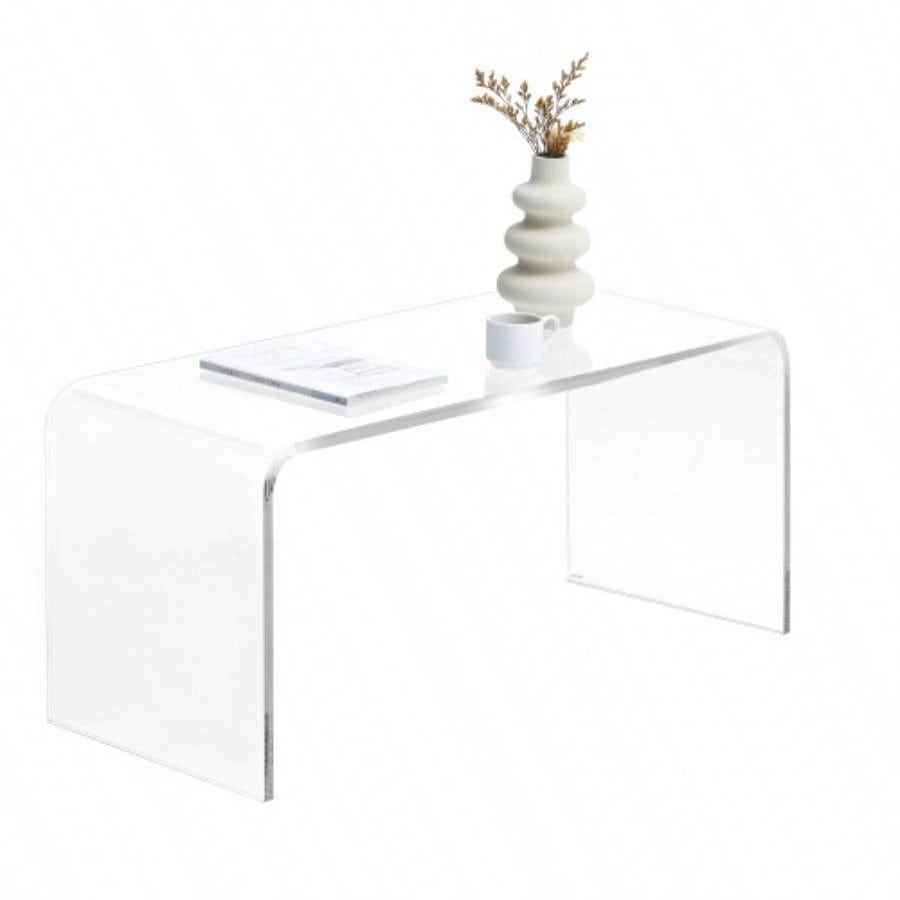 HOMCOM 39.25 Long Rectangle All Acrylic 15mm Thick Waterfall Coffee Table,
