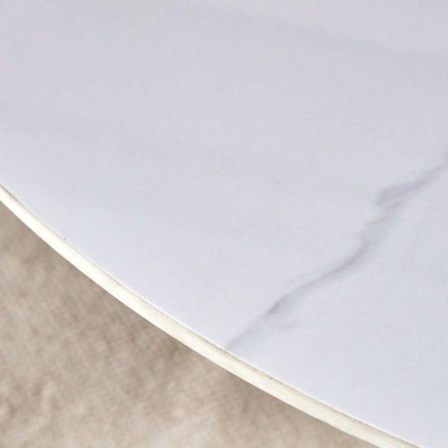 42 Luxury Sintered Stone Table: 0.45 Durable Top+ 6 Steel, 350lb Capacity, Stain/Heat - Resistant White/Gray Veined Surface - Modern Minimalist Design - W1512S00110