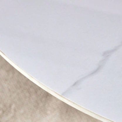 42 Luxury Sintered Stone Table: 0.45 Durable Top+ 6 Steel, 350lb Capacity, Stain/Heat - Resistant White/Gray Veined Surface - Modern Minimalist Design - W1512S00110