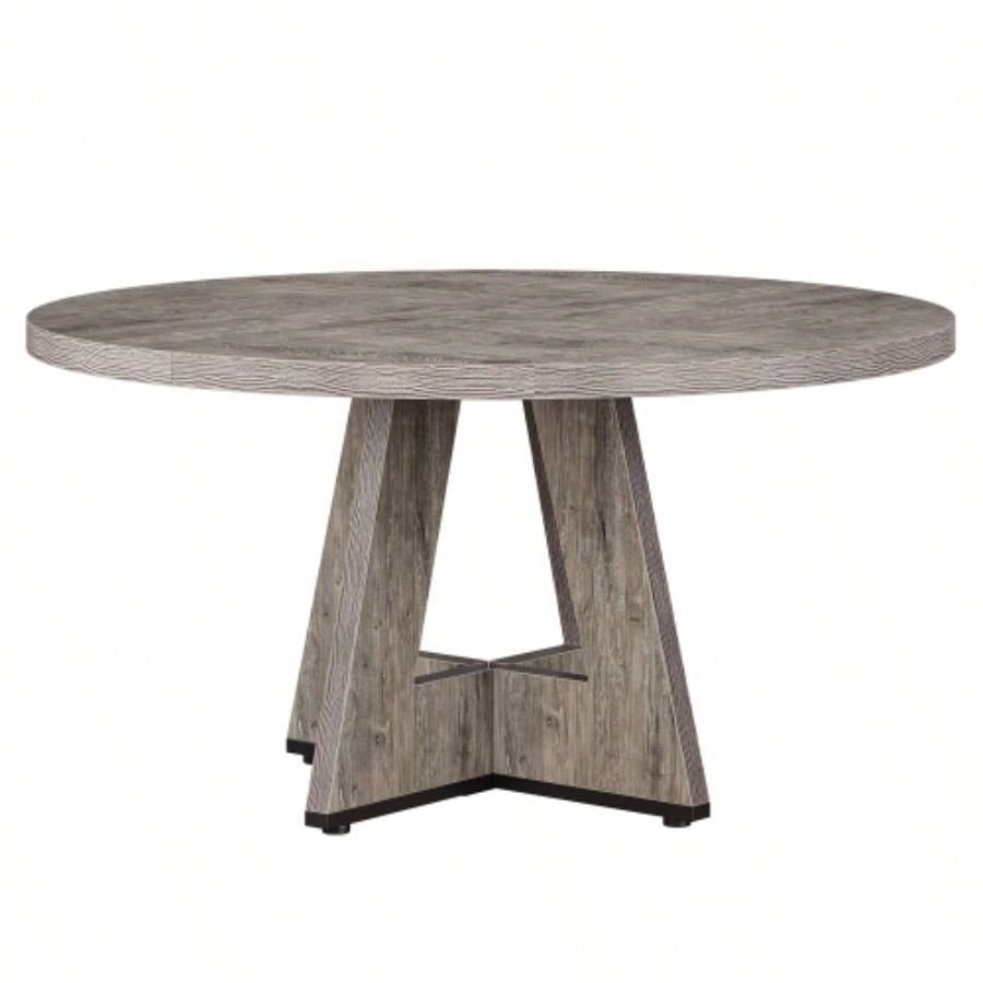 47 Round Farmhouse Dining Table - Rustic Wood Kitchen Table 4, Base Wooden Dinner Table Dining Room, Breakfast Nook, or Living Area