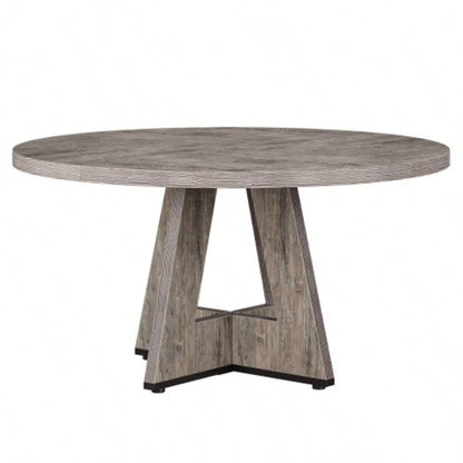 47 Round Farmhouse Dining Table - Rustic Wood Kitchen Table 4, Base Wooden Dinner Table Dining Room, Breakfast Nook, or Living Area