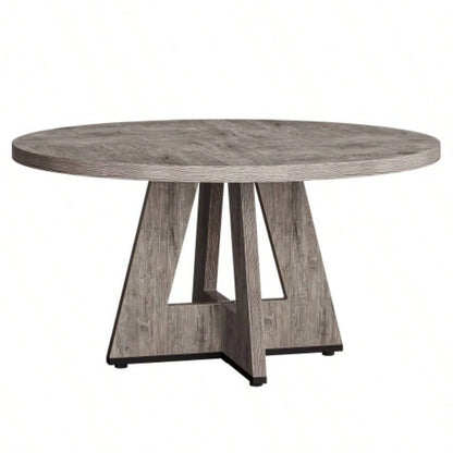 47 Round Farmhouse Dining Table - Rustic Wood Kitchen Table 4, Base Wooden Dinner Table Dining Room, Breakfast Nook, or Living Area