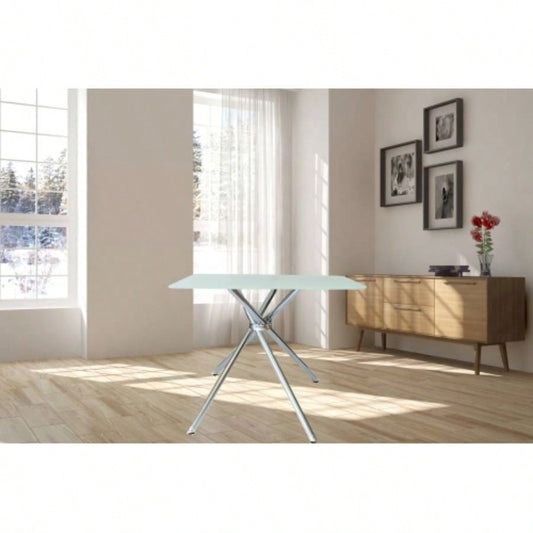 36 Square Frosted Tempered Glass Table