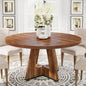47 Round Farmhouse Dining Table - Rustic Wood Kitchen Table 4, Base Wooden Dinner Table Dining Room, Breakfast Nook, or Living Area