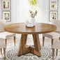 47 Round Farmhouse Dining Table - Rustic Wood Kitchen Table 4, Base Wooden Dinner Table Dining Room, Breakfast Nook, or Living Area