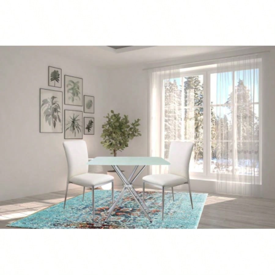 36 Square Frosted Tempered Glass Table