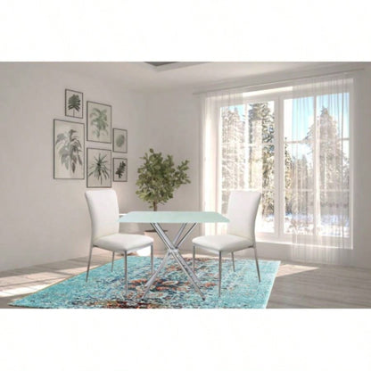 36 Square Frosted Tempered Glass Table