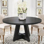 47 Round Farmhouse Dining Table - Rustic Wood Kitchen Table 4, Base Wooden Dinner Table Dining Room, Breakfast Nook, or Living Area