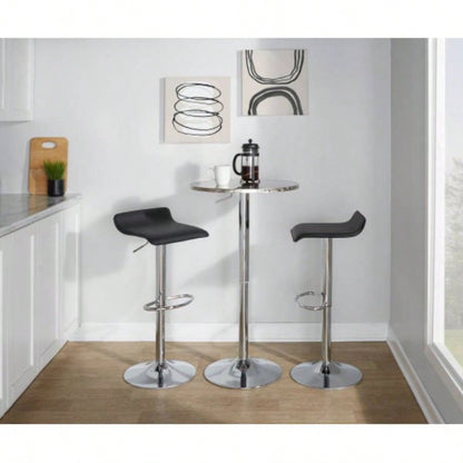 Bistro Contemporary Adjustable Round Bar Table in Silver by LumiSource