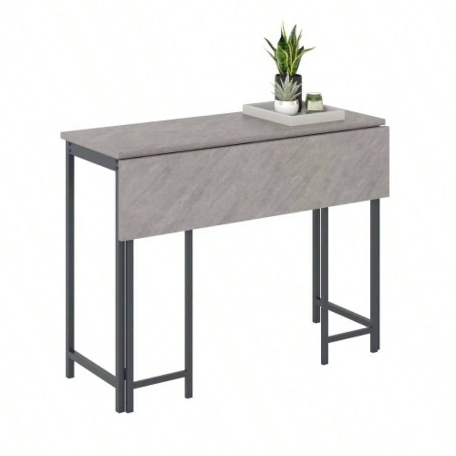 Table With Drop Leaf, Gray