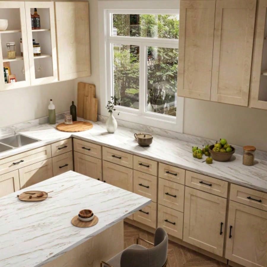Laminate Countertop, Wood Countertop, Washer Dryer Counter Top, Table Top Office Desk and Kitchen Table, 72 Lx 25.56x 0.75 H Drama Marble