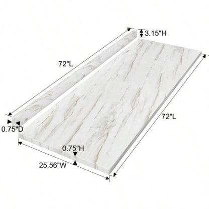 Laminate Countertop, Wood Countertop, Washer Dryer Counter Top, Table Top Office Desk and Kitchen Table, 72 Lx 25.56x 0.75 H Drama Marble