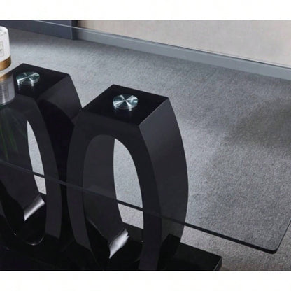Contemporary Dining Table Tempered Glass Top