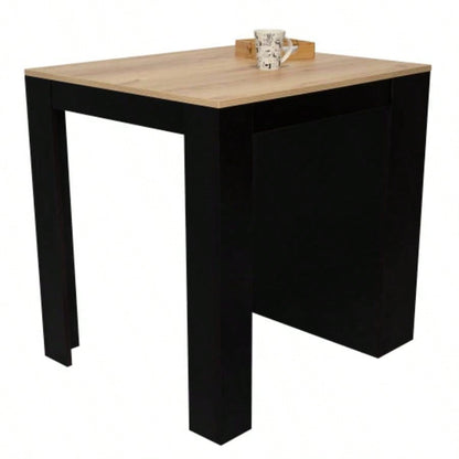 Tanna Kitchen Counter Dining Table, Two, Three Side Shelves - Black/ Pine