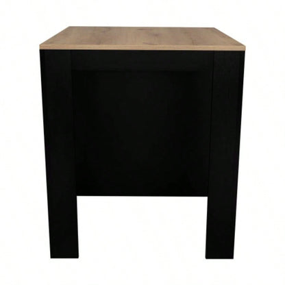 Tanna Kitchen Counter Dining Table, Two, Three Side Shelves - Black/ Pine