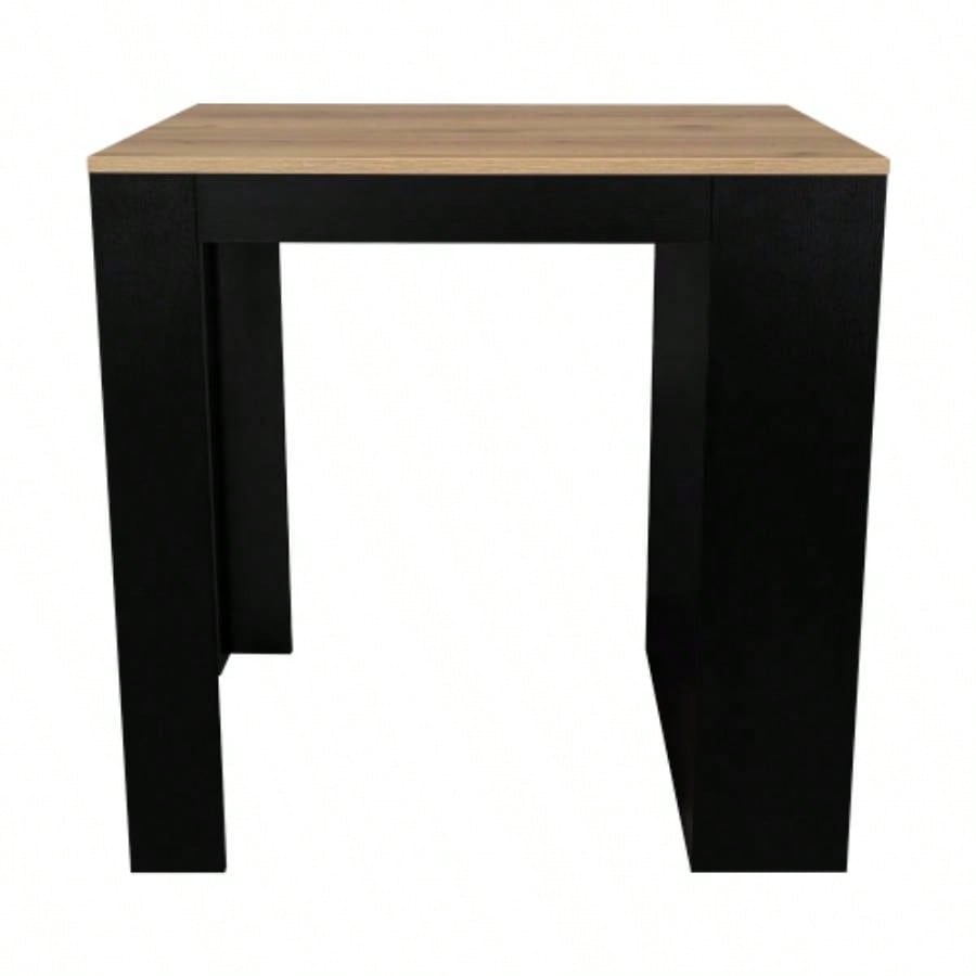 Tanna Kitchen Counter Dining Table, Two, Three Side Shelves - Black/ Pine