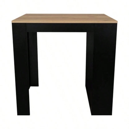 Tanna Kitchen Counter Dining Table, Two, Three Side Shelves - Black/ Pine