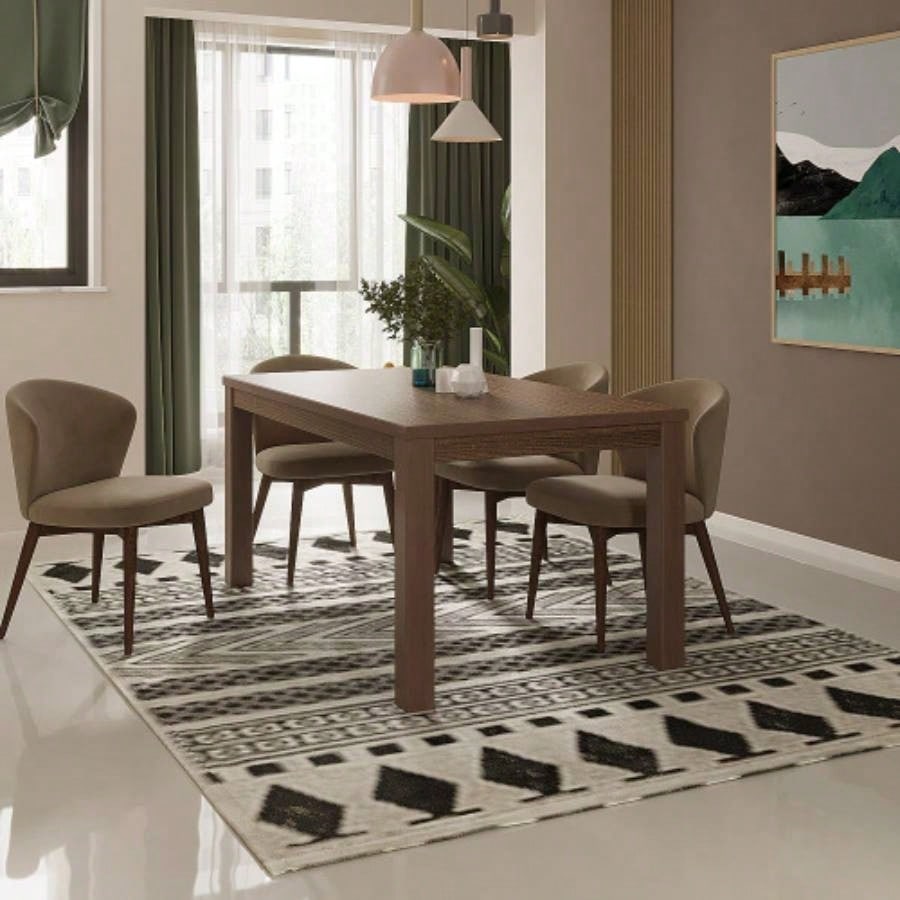 Albany 63 Inches Solid Wood Dining Table 6, Small Kitchen Table, Dinner Table, Breakfast Table