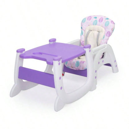 Convertible High Chair Babies, Booster with Safety Belt Feeding Tray, Toddler Chair and Table Set, Purple and White