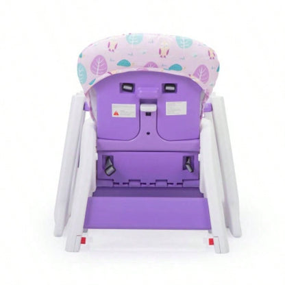 Convertible High Chair Babies, Booster with Safety Belt Feeding Tray, Toddler Chair and Table Set, Purple and White