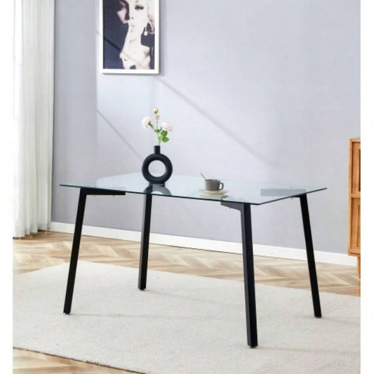 Glass Dining Table Transparent, 130*80* 8MM