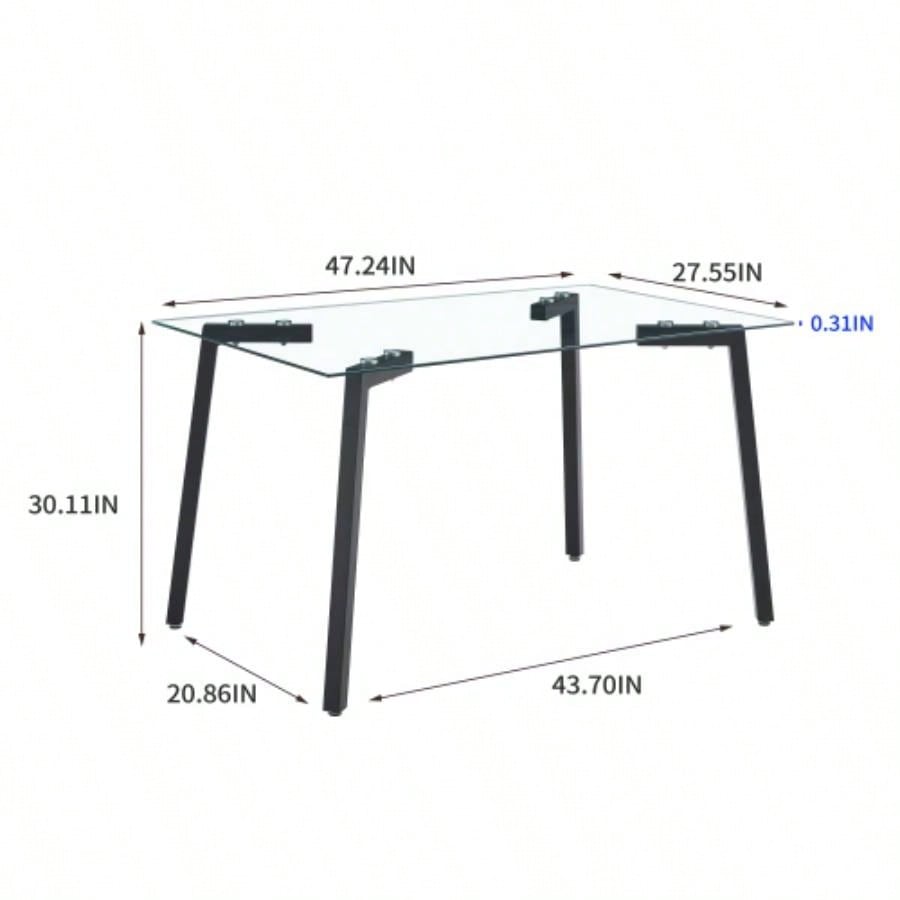 Glass Dining Table Transparent, 130*80* 8MM