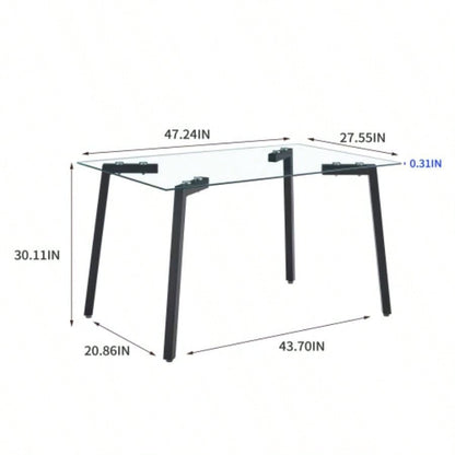 Glass Dining Table Transparent, 130*80* 8MM
