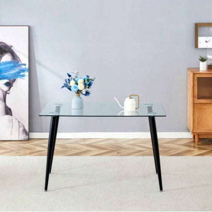 Glass Dining Table Transparent, 130*80* 8MM