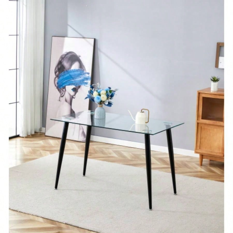 Glass Dining Table Transparent, 130*80* 8MM