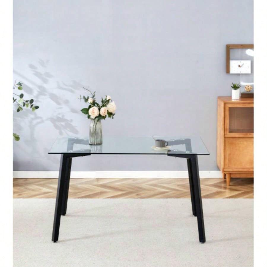 Glass Dining Table Transparent, 130*80* 8MM