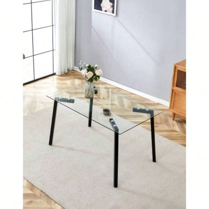 Glass Dining Table Transparent, 130*80* 8MM