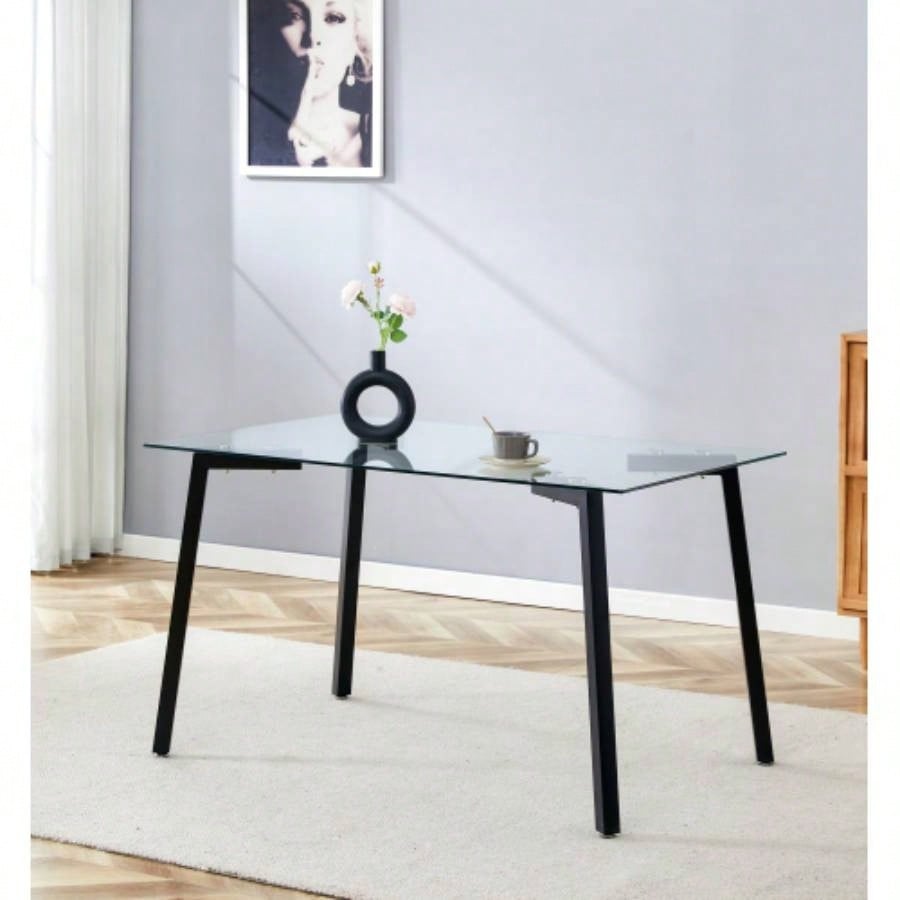 Glass Dining Table Transparent, 130*80* 8MM