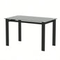 Modern tempered glass black dining table, simple rectangular metal table living room kitchen table