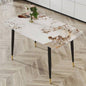 Modern minimalist dining table. A patterned SINTERED STONE tabletop with black metal. Suitable kitchen and living room 503030 F - 001