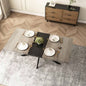 55.11 - 70.86Retro Rectangular Stretch Dining Table, Carole Top With Black Embossed Center Plate, Black Fine Sand Iron Foot Base Dining Table, With Storage Box.