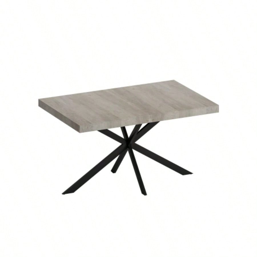 55.11 - 70.86Retro Rectangular Stretch Dining Table, Carole Top With Black Embossed Center Plate, Black Fine Sand Iron Foot Base Dining Table, With Storage Box.